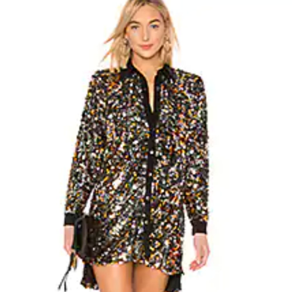 House of Harlow sequin shirt dress